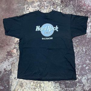 90s Hard Rock Cafe Baltimore Black and Grey Vintage T-Shirt XL